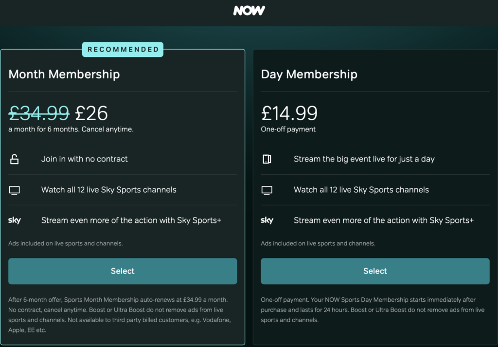 Now TV Sports Offer £20